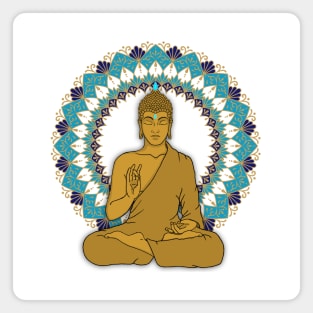 Mandala Abhaya Mudra Golden Buddha Magnet